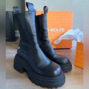 Naked Wolfe Sacrifice Black Chunky Platform Chelsea Leather Boots